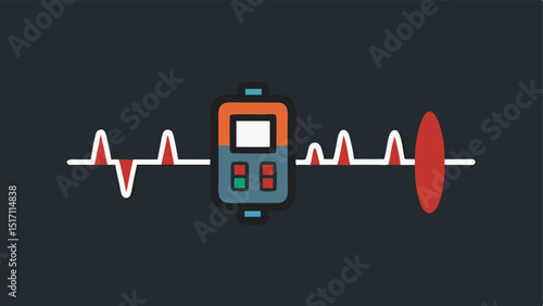 Glucose Level Tattoo A temporary tattoo design resembling a waveform with a small digital readout that shows fluctuating glucose levels symbolizing the ability to monitor sugar.