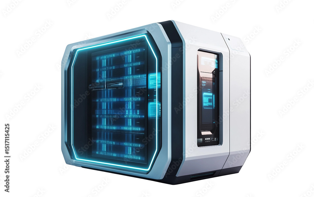 Fototapeta premium Innovative representation of cloud-based data locker designed with advanced digital technology for secure and efficient information storage isolated on transparent background PNG