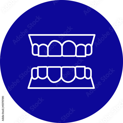 Denture Vector Blue Circle Icon Design
