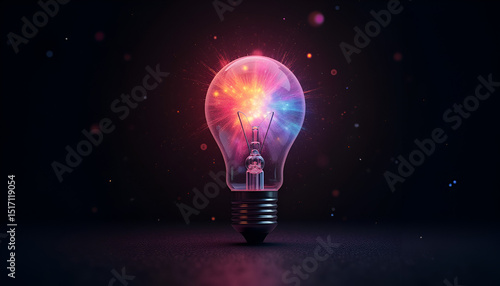 Vibrant light bulb with pink and purple hues