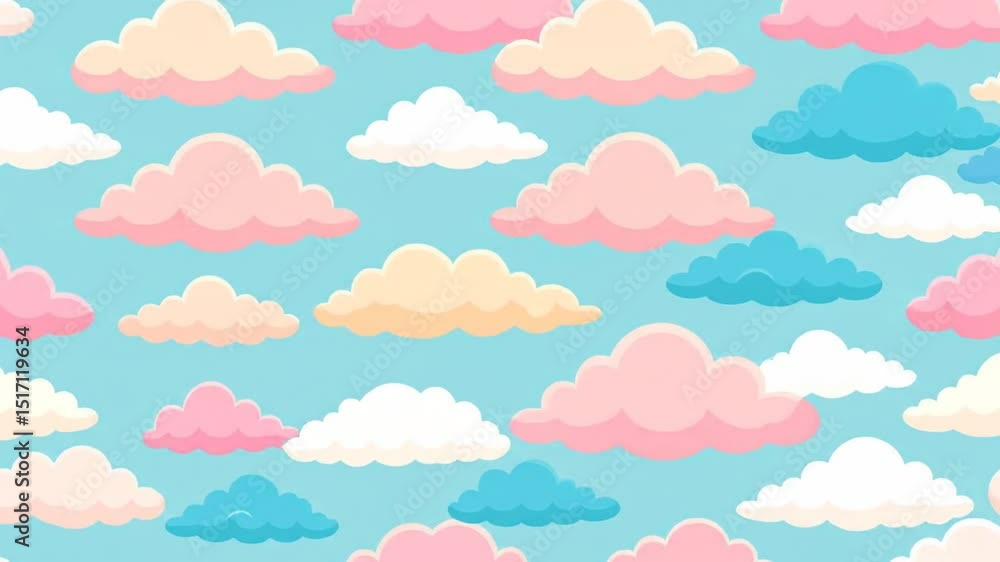 Pastel-colored clouds scattered across a light-blue sky Pastel-colored clouds scattered across a light-blue sky