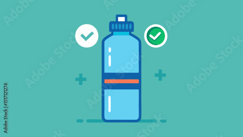 Hydration Reminder A water bottle with a checkmark and a countdown timer representing the importance of staying hydrated in the longevity program.