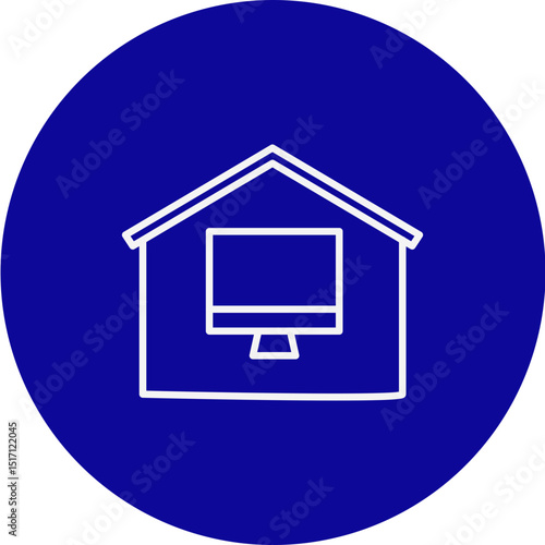 Work From Home Vector Blue Circle Icon Design