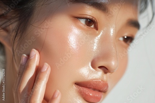 Radiant skin: A close-up capturing the beauty and texture of healthy skin with a focus on hydration and natural glow.