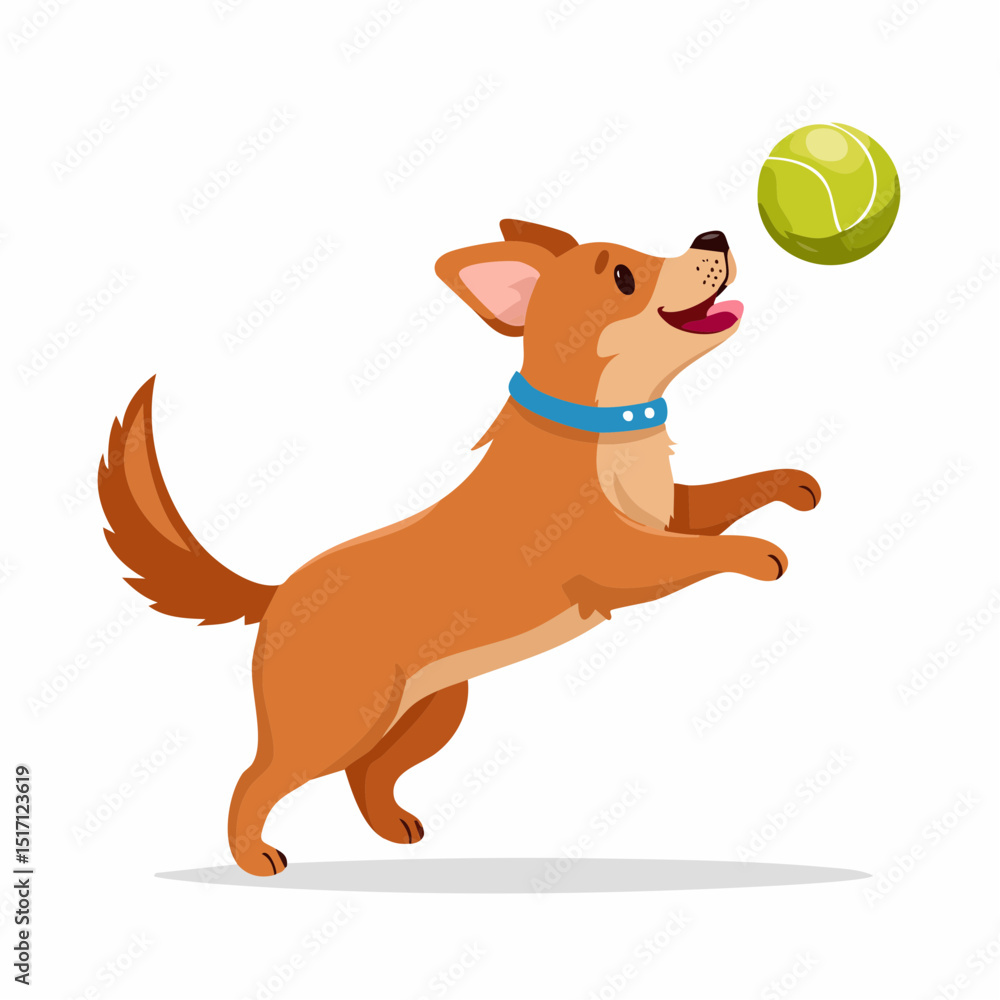 Obraz premium a cute dog jumps to catch the ball
