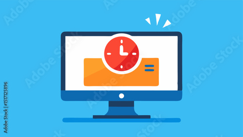 Countdown Clock A desktop monitor clearly showing a popup notification with a bold countdown clock ticking down the remaining hours for a special sale event.