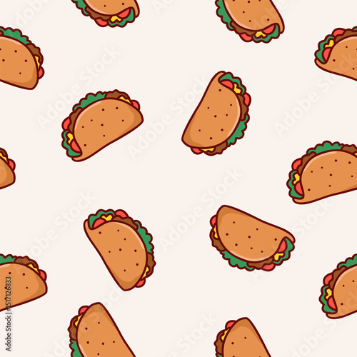 Cute taco pattern background vector design