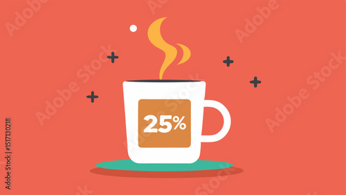 A An A structured like a cozy coffee cup which flows into a steaming hot 25% off deal perfect for cafe promotions.