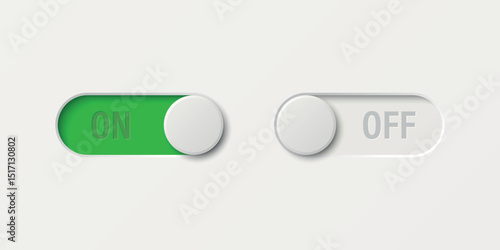 Toggle Switch Vector Set. Realistic Toggle Switch Vector Illustration. On Off Button, Modern Toggle Switch for User Interface, App, Web, Settings, Technology. UI Element, Control Panel