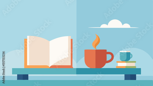 Calm Morning Routine A minimalist morning scene with a cup of coffee and a book on a small table promoting a peaceful start to the day without distractions.