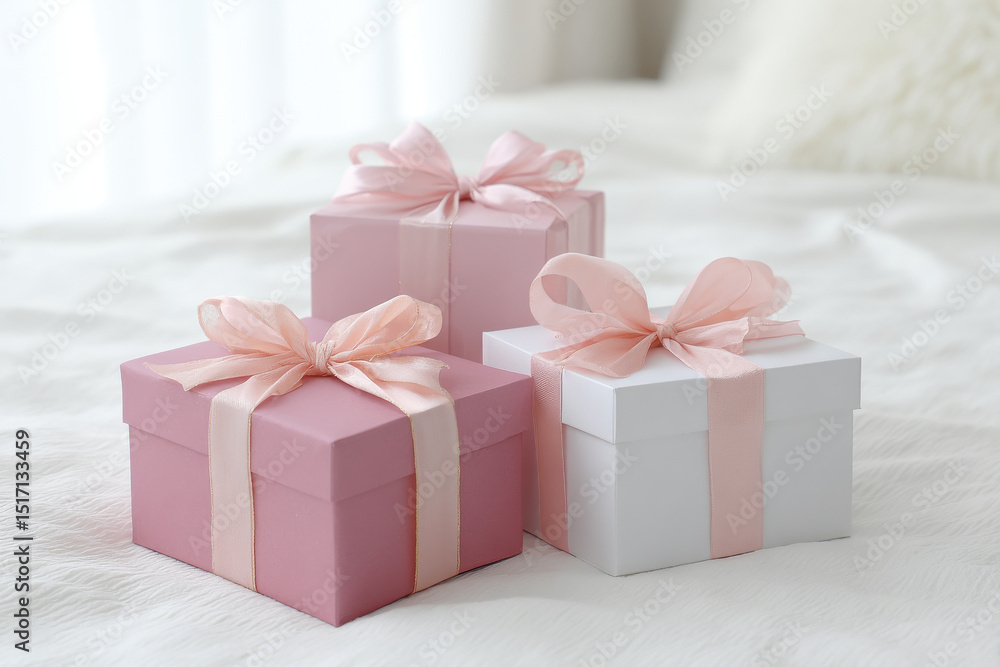 Fototapeta premium collection of minimalist gift packaging materials emphasizing texture and intricate details