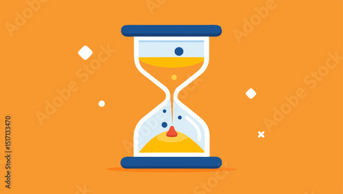 Countdown Sand Timer An hourglass where the sand is represented by small product icons indicating time is running out as the sand slowly drops.