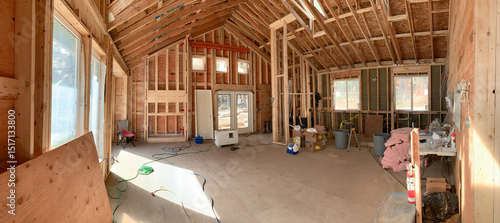 Framing and studs of new build construction.