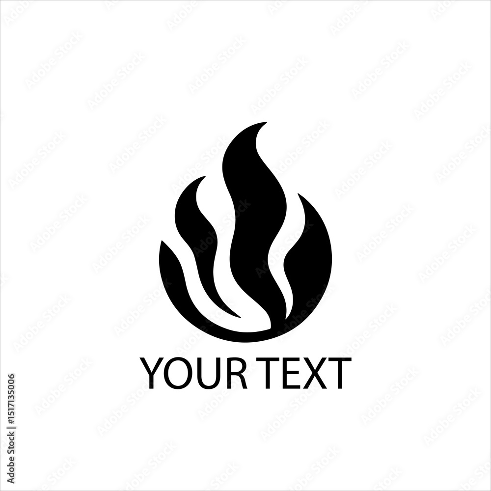 Obraz premium Minimalist Fire Flame Logo Vector – Geometric Symbol Isolated on White Background