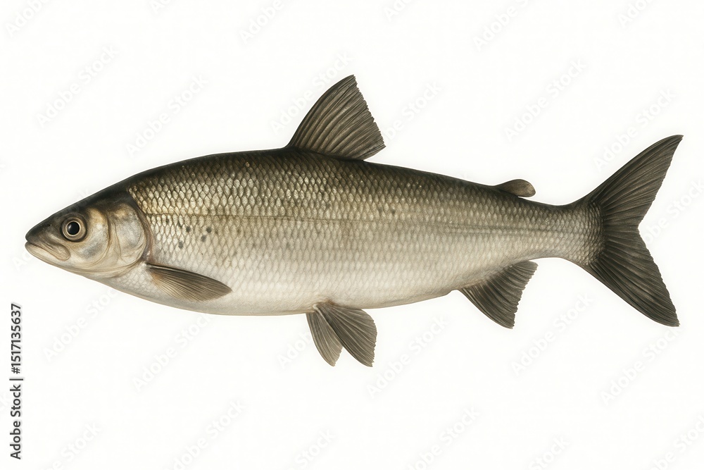 Obraz premium Coregonus maraena swimming underwater in white background