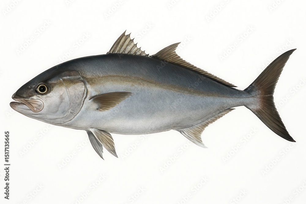 Naklejka premium Greater Amberjack swimming on white background