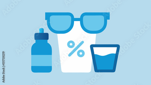 Hydration Reminder An image depicting the glasses with a visual water bottle icon and a hydration percentage gauge in the corner prompting the user to drink water.