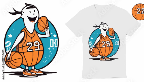 cartoon character of basketball Graphic Design for T shirt Street Wear and Urban Style
