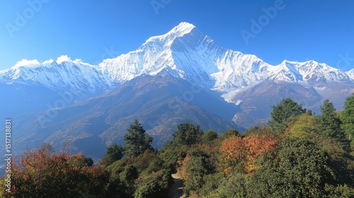 Snow-covered mountain range with a narrow hiking trail visible below