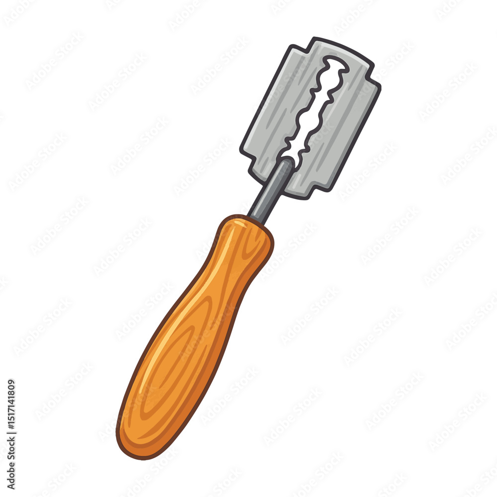 Obraz premium Bread Lame Vector – Wooden Handle Razor Tool for Dough Scoring