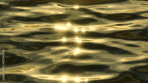 A sweeping aerial view of the water shows golden highlights spreading across the surface, showcasing the stunning interplay of sunlight and movement in nature.
