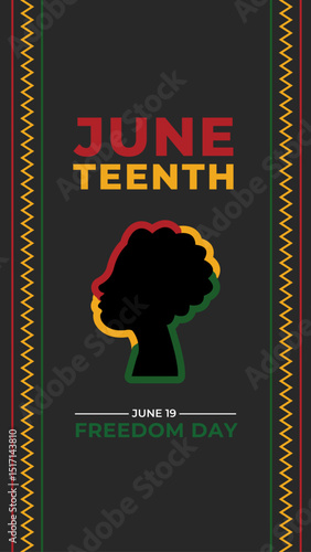 Juneteenth Freedom or Emancipation day. Perfect for Story Social Media Post, Banner, Poster and Background. Vector Illustration