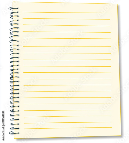 Yellow striped white paper, clip art style isolated