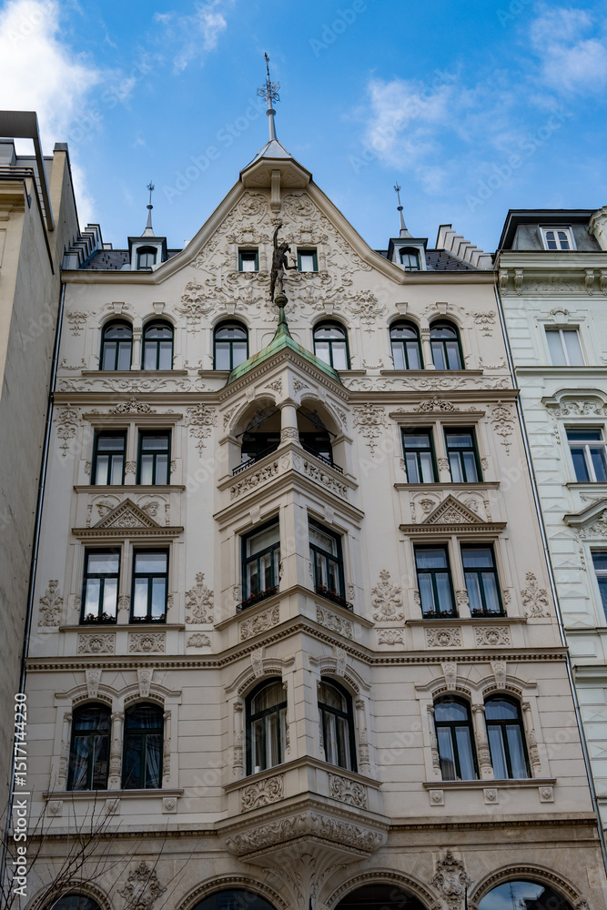 Fototapeta premium Walking in spring Vienna, city centre with beautiful buildings and streets, cityscape, Austrian capital in springtime