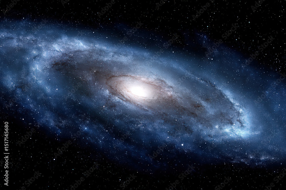 Obraz premium Majestic spiral galaxy illuminated by scattered stars showcasing cosmic beauty and vastness of the universe in a brilliant scene filled with swirling cosmic colors and endless celestial wonder