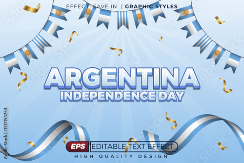 Editable 3d vector argentina independence day, premium template design