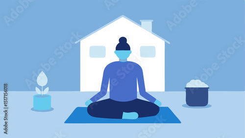 Home Cold Exposure A person sitting on a yoga mat near a home ice bucket setup contemplating their strategy for regular cold exposure in a calming interior space.