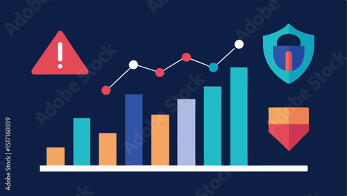 Data Visualization of Fraud Trends A sleek graph or chart that portrays trends in fraudulent transactions versus safe transactions over time symbolizing how AI helps retailers