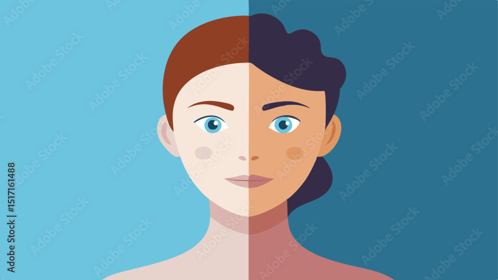 Before After Nanotech A splitface illustration showing the left side with dull skin and the right side glowing and rejuvenated indicating the transformation from nanotech skincare. Before After Nanotech A splitface illustration showing the left side with dull skin and the right side glowing and rejuvenated indicating the transformation from nanotech skincare.
