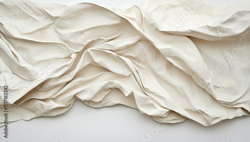 Cream-colored draped fabric, textured folds