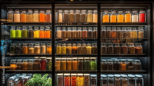 Wallpaper Mural Colorful spices in glass jars on shelves. Torontodigital.ca