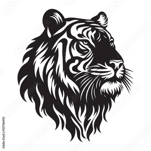 tiger silhouette, editable vector image