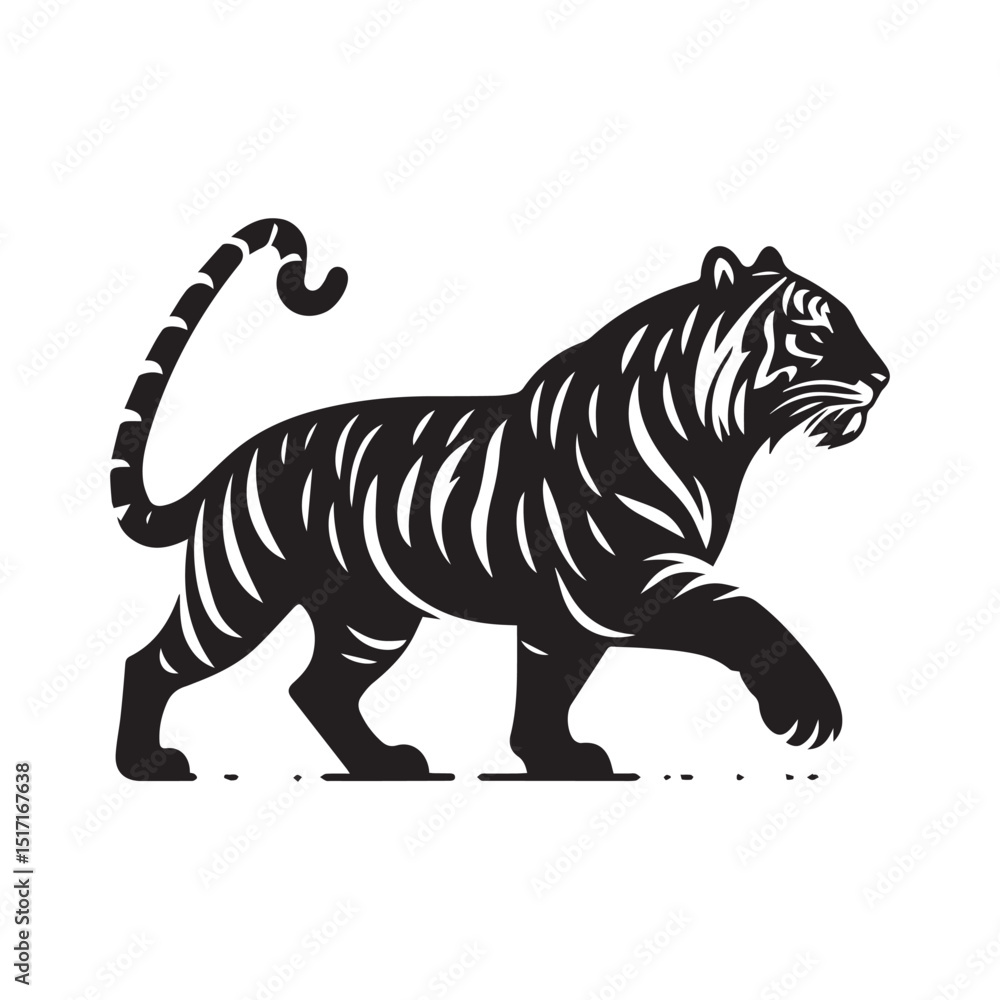 Naklejka premium tiger silhouette, editable vector image