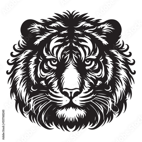 tiger silhouette, editable vector image