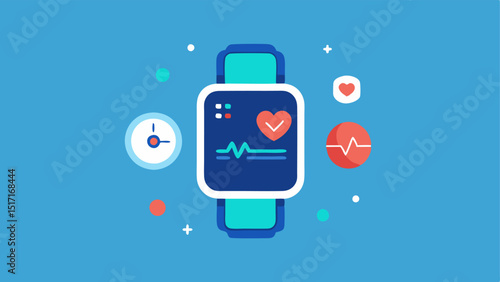 Healthy Lifestyle Reminder A wearable device showing reminders or notifications to stay active hydrate or monitor heart health featuring animated heart graphics.