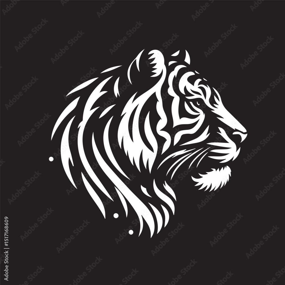 tiger silhouette, editable vector image tiger silhouette, editable vector image