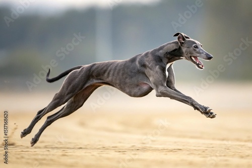 Majestic Greyhound in Full Flight A Stunning Canine Action Shot