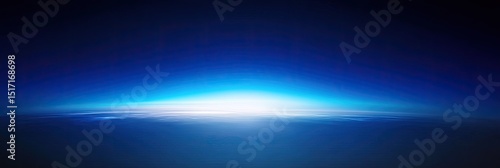 Dark blue gradient fades to a bright white horizon