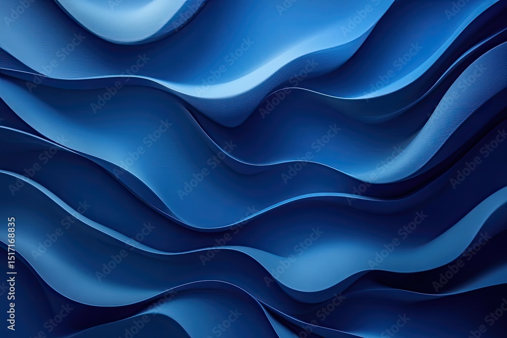 Fototapeta premium Deep blue abstract wavy layers