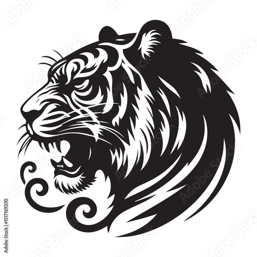 Wallpaper Mural tiger silhouette, editable vector image Torontodigital.ca