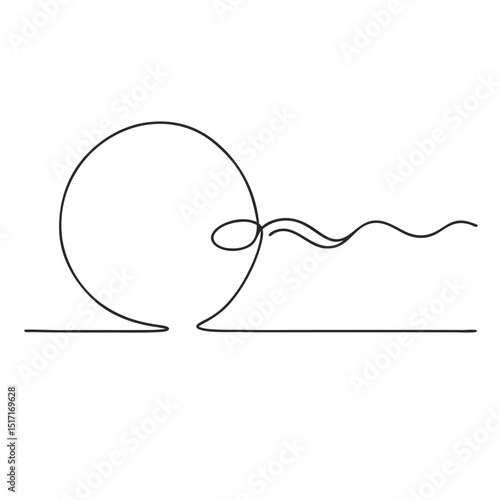Ilustração vetorial gerada por IA de espermatozoide e óvulo desenhados com uma única linha — conceito de fertilização humana
