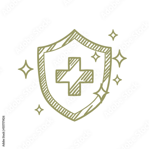 Shield with cross symbol representing stronger immunity concept  