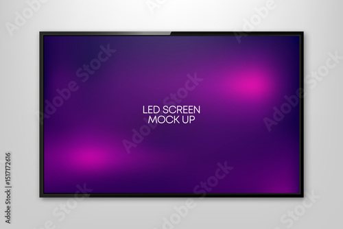LED Monitor Screen Mockup. Realistic screen light box. Illuminated lightbox with empty space for design. Street board fot promotion and advertisement. Content presentation. Vector illustration.