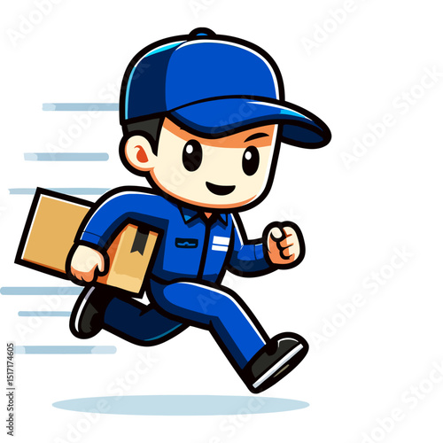 Fast Delivery Service: Running Courier with Package