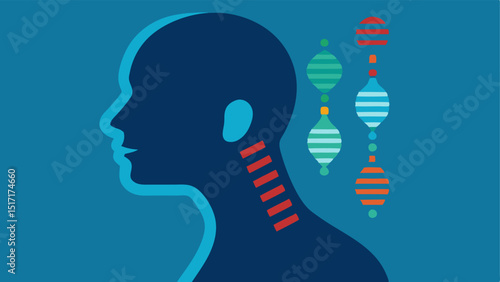 Human Silhouette with Genes Highlighted A side profile of a human silhouette with glowing sections indicating various genes showing the personalization of medicine.