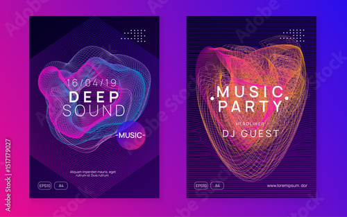 Dj Design. Electro Vector. Fest Trance Graphic. Sound Banner. Green Dance Background. Nightclub Beat Illustration. Violet Discotheque Flyer. Pink Dj Design